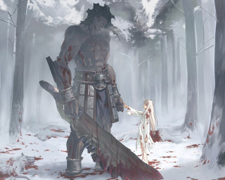Forest man woman blood sword - a sword next free wallpaper