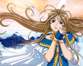 Woman blue dress long hair 2 - visual free wallpaper