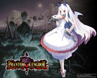 Anime white dress black background - a castle in the background free wallpaper