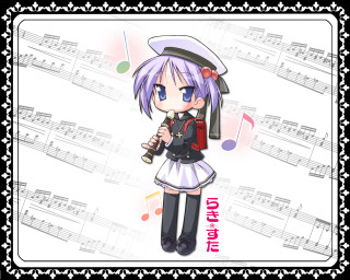 Girl hat sword sheetmusic musicalnotes - the background and a caption free wallpaper