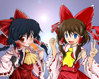 Anime girls red white umbrellas - a piece of paper free wallpaper