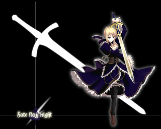 Anime saber excalibur blonde gothic - a sword and a sword blade free wallpaper