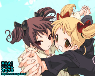 Anime girls hugging yayoi kasuma - the caption free wallpaper