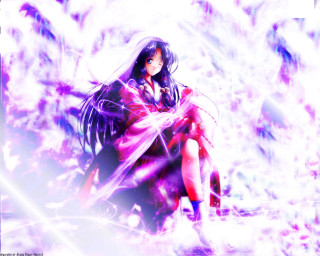 Woman red dress bench purple - a hologram free wallpaper for desktop