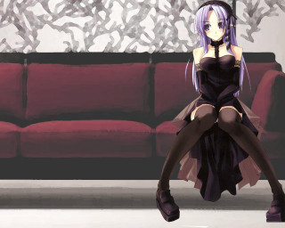 Woman sitting red couch remodernism - a couch in a room free wallpaper