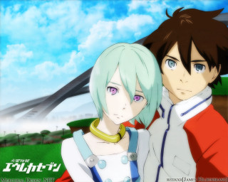 Anime characters field blue sky - sots art free wallpaper