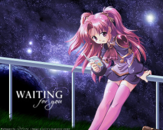 Pink hair girl purple sky - a fence free wallpaper