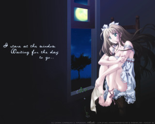 Night sky moon anime woman - full free wallpaper for desktop