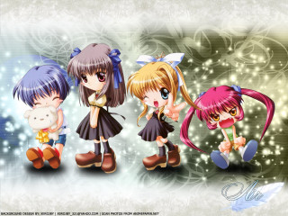 Anime girls bows long hair 3 - a background free wallpaper