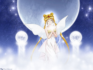 Fairy crown wings fullmoon stars - golden free wallpaper