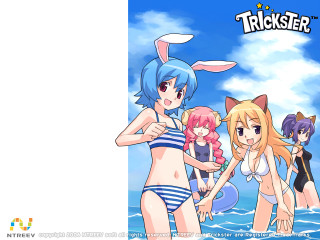 Anime girls ocean beach bikini - a group of anime girls free wallpaper