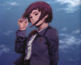 Purple hair blue jacket night - a character portrait free wallpaper