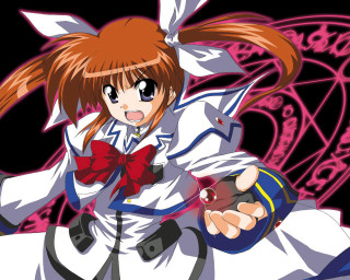 Red hair anime girl bow - a character portrait free wallpaper