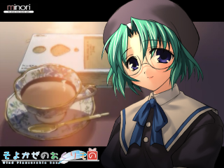 Green hair glasses tea food - a table free wallpaper