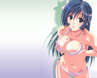 Pink bikini anime blue hair - a pink bikini free wallpaper