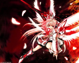 Anime girl white hair wings - white hair free wallpaper