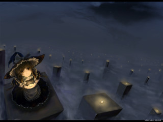 Night sky witch blonde braid - candle free wallpaper