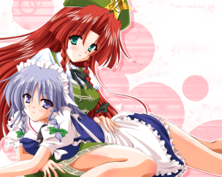 Anime girls green eyes long 3 - long hair free wallpaper for desktop