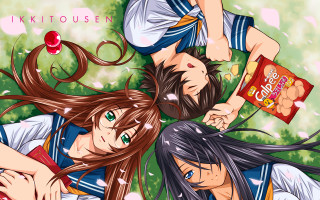 Anime girls hanami flowers picnic - two anime character free wallpaper