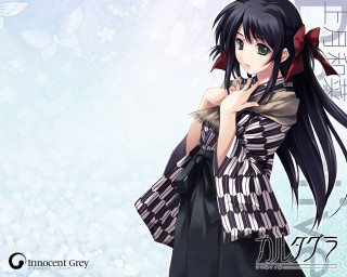 Anime girl black hair bow - free gaming wallpaper