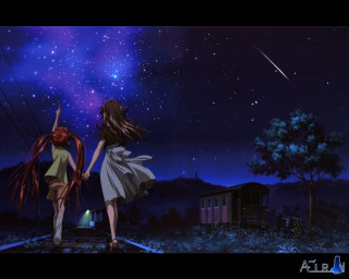 Traintrack night stars building girls - the star free wallpaper