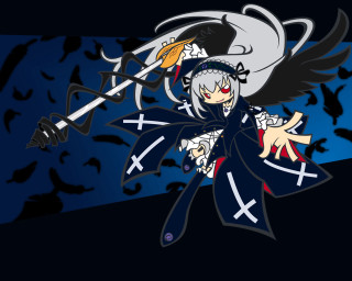 Gothic anime crow wings sword - bat free wallpaper