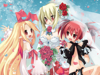 Wedding anime girls flower roses - background free wallpaper