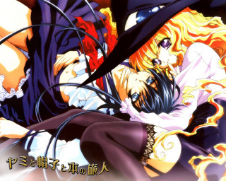 Anime couple hugging blonde black - a picture free wallpaper