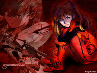 Girl gun sitting red background - anime visual free wallpaper