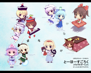Anime girls hats food puzzle 2 - different outfit and hair free wallpaper