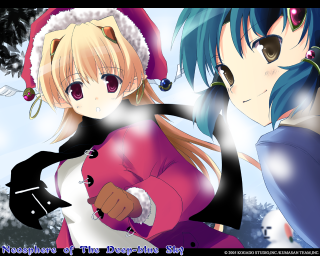 Winter anime girls santa antlers - official art free wallpaper for desktop