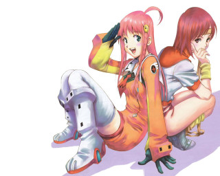 Pink hair girl backpack space - her leg free wallpaper