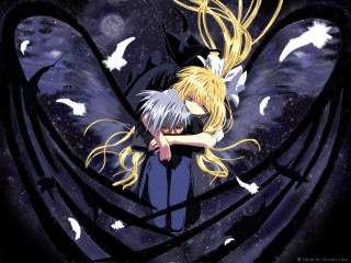 Anime hug white birds starry - the dark free wallpaper
