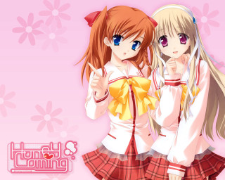 Anime girls flower background pink - flower and hearts free wallpaper
