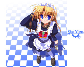 Alice blue eyes white dress - floor free wallpaper