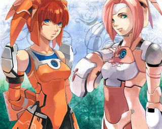 Two anime girls forest armor - a forest of trees free wallpaper