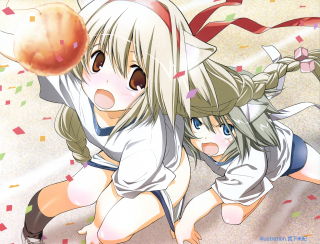 Anime girls playing confetti animal - rayonism free wallpaper