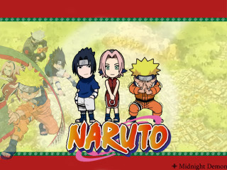 Naruto group cartoon characters poster - a green border free wallpaper