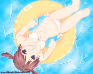 Woman bikini raft water summer - sots art free wallpaper