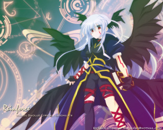 White haired wings anime clock - a anime character free wallpaper