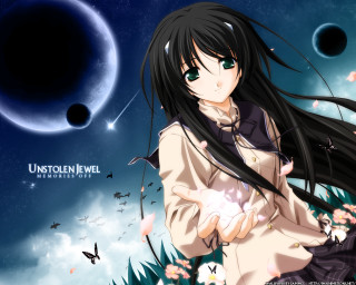 Girl moon stars butterfly anime - background free wallpaper