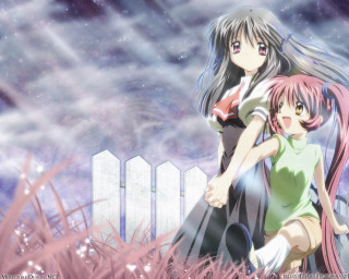 Anime girls starry sky fireworks - two anime girl free wallpaper
