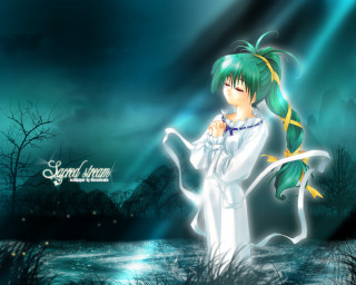 Green hair girl swamp moon - a swampy area free wallpaper