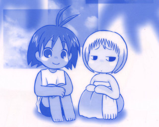 Anime couple blue sky clouds - a blue sky free wallpaper