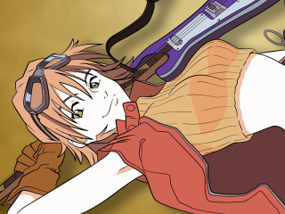 Girl hairdryer anime guitar smile - a hair dryer free wallpaper