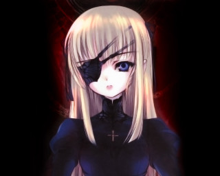 Anime girl blonde blueeyes black - a cross free wallpaper