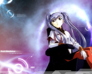 Anime girl space city sky - a chair in front free wallpaper