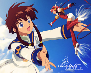 Anime sword girls blue sky - anime visual free wallpaper