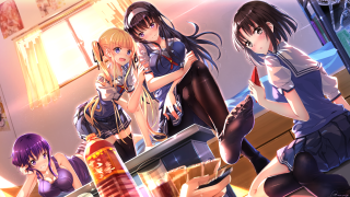 Anime girls room window table - a group of anime girls free wallpaper
