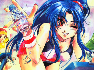Blue hair girl soda bottle - her shoulder free wallpaper